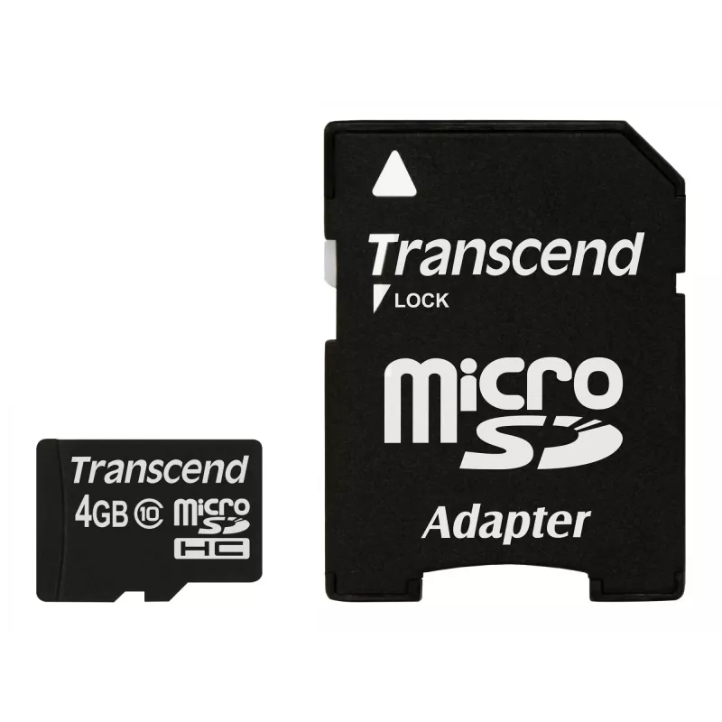 „Transcend“ 4 GB „MicroSDHC“ „Class 10“ atminties kortelė su adapteriu