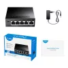Tinklo jungiklis Cudy GS105 — 5 prievadų Gigabit Ethernet (10/100/1000), juodas, 5 V DC maitinimas įtrauktas
