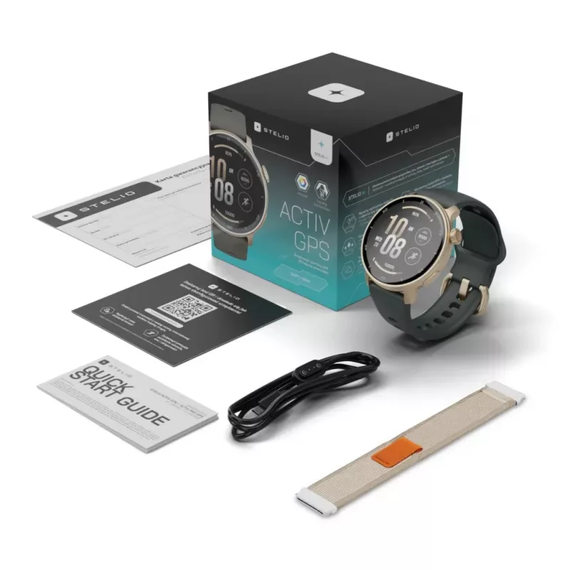 Stelio STSWA101GD Activ GPS 46 mm auksinis išmanusis laikrodis