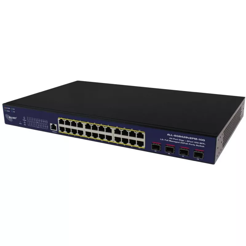 Tinklo komutatorius ALLNET ALL-SG8428v2FPM-10G — 24+4 prievadai, PoE, 10G