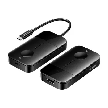 USB-C į HDMI belaidis siųstuvas/imtuvas Vention ADOBB — 4K@30Hz, 1×HDMI, USB-C laidas 1 m, juodas