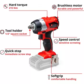 Smūginis suktuvas Einhell TE-CW 18Li 1/2 colio 2900 RPM 215 N⋅m
