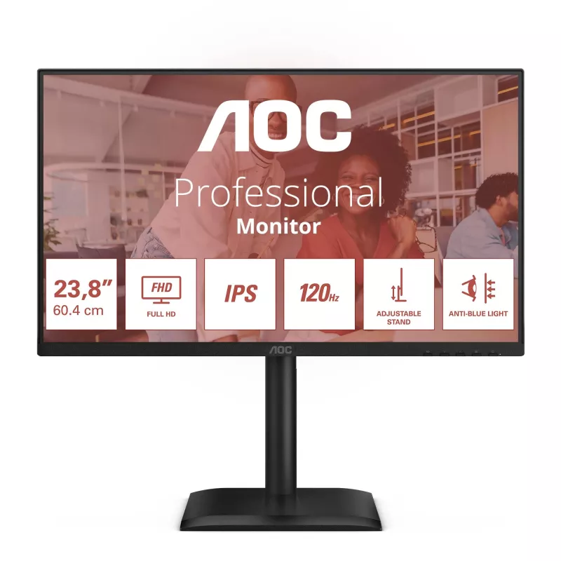 AOC 24E4U kompiuterio monitorius 60.5 cm (23.8 colio) 1920 x 1080 pikselių Full HD LED juodas