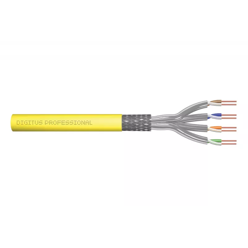 Tinklo kabelis Digitus CAT 7A S-FTP Simplex 1000 m geltonas