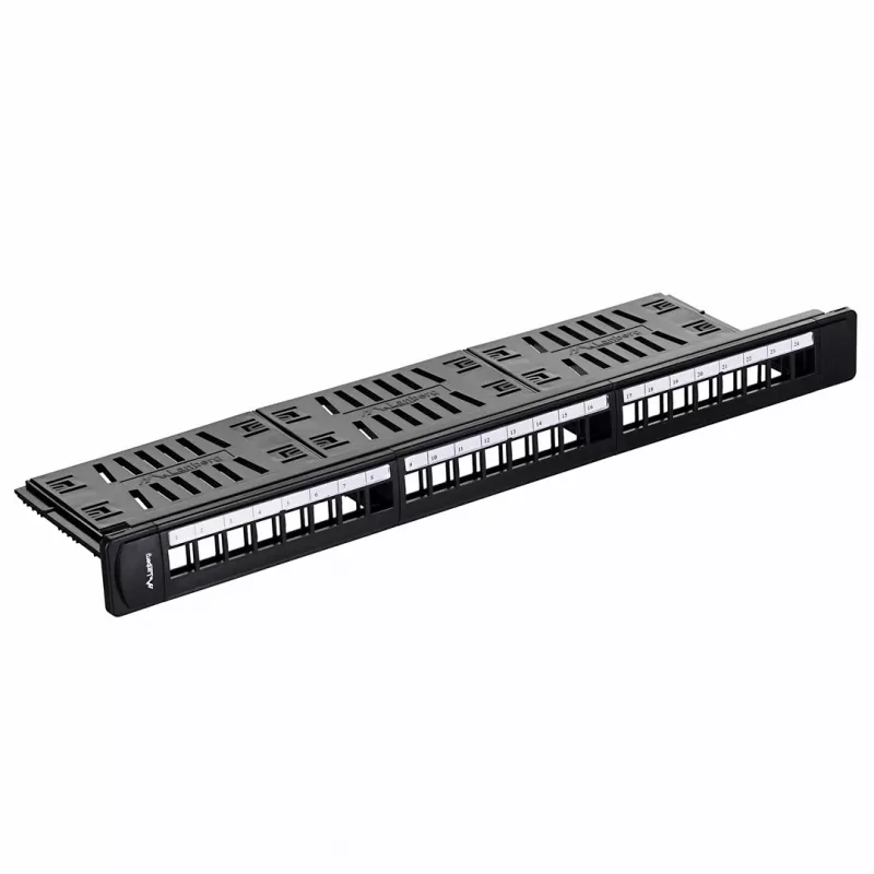 Patch panel 1U LANBERG PPKS-1124-B, 24 prievadų, 1U, ABS, juodas, 482,6×44,5×154 mm