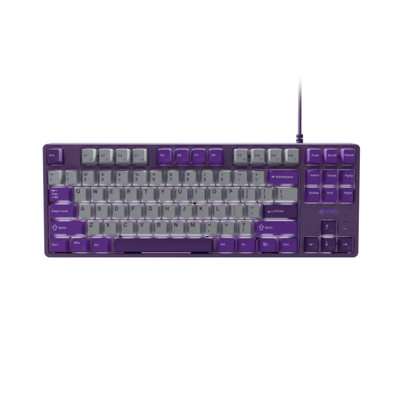 NATEC Fury žaidimų klaviatūra Kanabo K2 US balta foninė mechaninė pilkai violetinė
