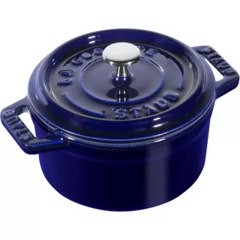 Ketaus vienos porcijos mini keptuvė Staub Minis — 10 cm skersmens, mėlyna