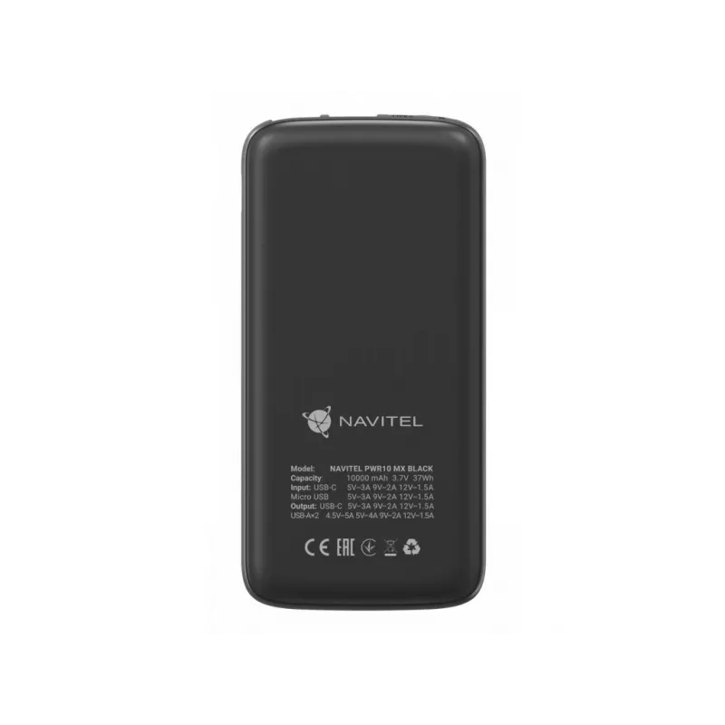 Nešiojamoji išorinė baterija Navitel PWR10 MX Juoda 10000 mAh