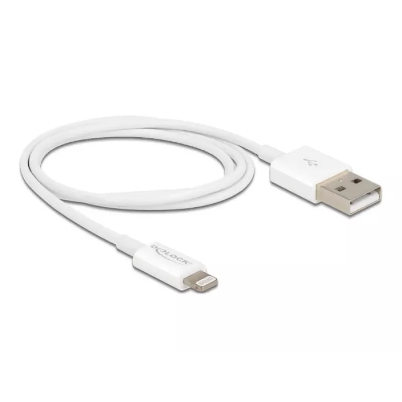 USB duomenų ir maitinimo kabelis DeLOCK 83000, skirtas iPhone, iPad, iPod, baltas, 1 m