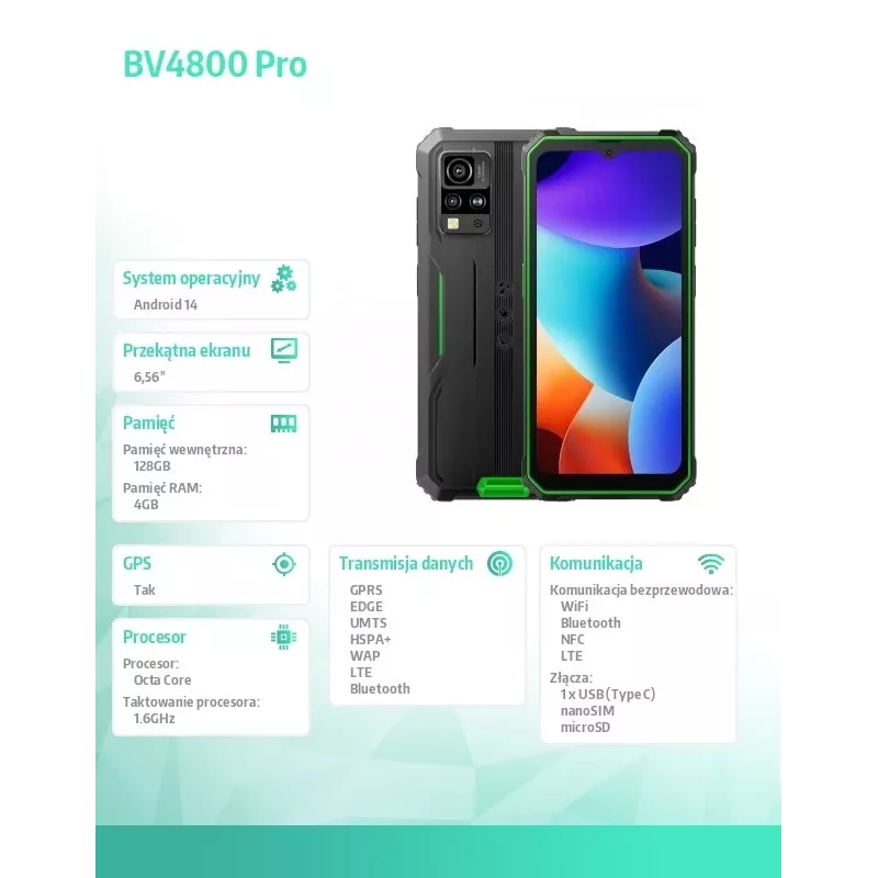 Išmanusis telefonas Juodaview BV4800Pro 4GB/128GB Žalias