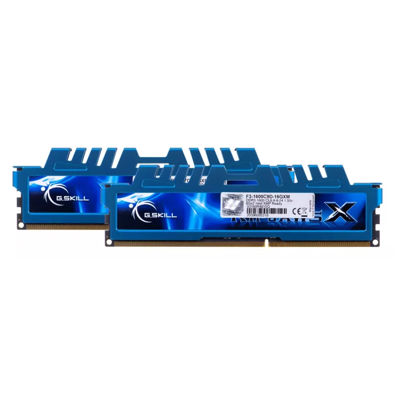 G.Skill 16GB Ripjaws X dviejų kanalų atminties rinkinys – mėlynas (2x 8 GB, DDR3 1600 MHz, 1,5 V, F3-1600C9D-16GXM, XMP Ready)