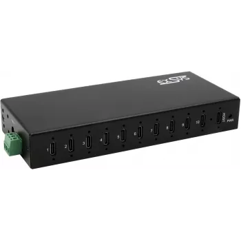 10 prievadų USB 3.2 Gen 2x1 koncentratorius Exsys EX-12270HMS, 79,5 W energijos tiekimas