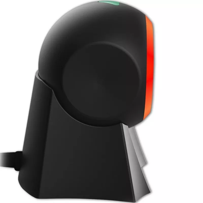 Laidinis stalinis brūkšninių kodų skaitytuvas QOLTEC 50857 — 1D/2D, USB, ABS korpusas, juodas, 1,75 m laidas