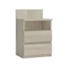 Topeshop M1 SONOMA MAT naktinis staliukas, ąžuolo apdaila, 2 stalčiai, 400×320×590 mm