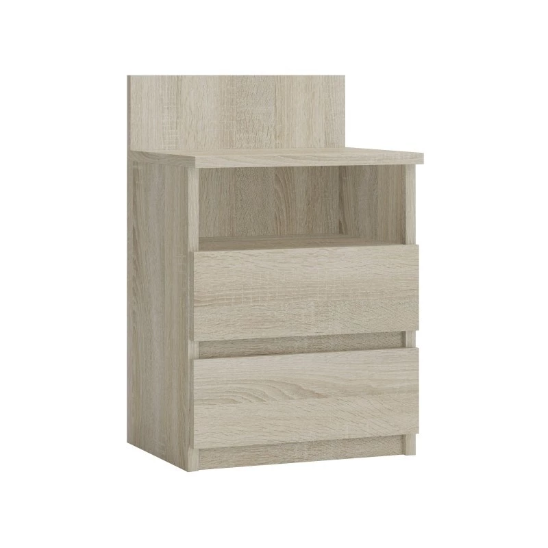 Topeshop M1 SONOMA MAT naktinis staliukas, ąžuolo apdaila, 2 stalčiai, 400×320×590 mm