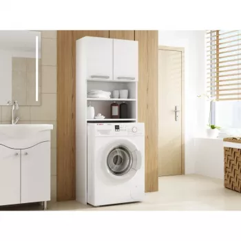 Vonios spintelė Top e Shop PRALKA POLA BIEL — Balta, laisvai pastatoma, 4 lentynos, 640×300×1830 mm