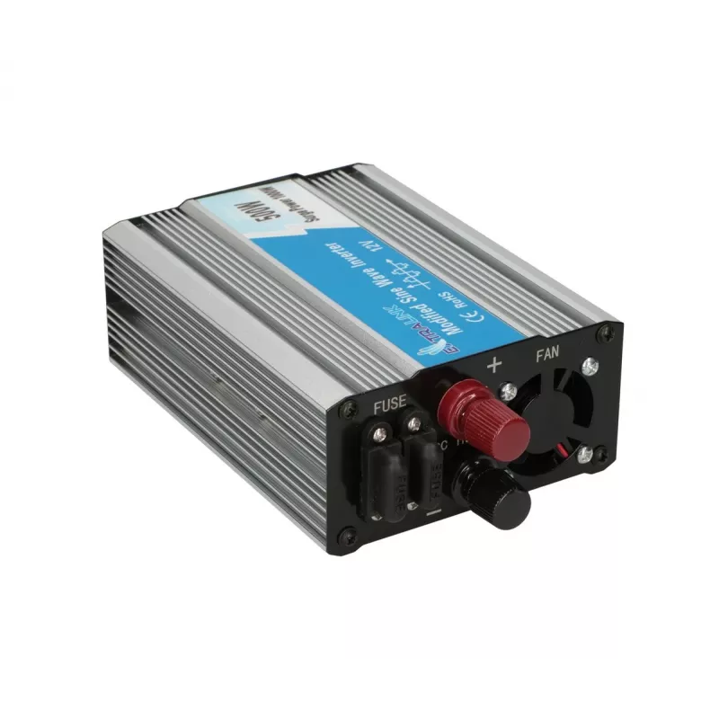 Automobilinis įtampos keitiklis Extralink OPIM-500W 12V, 500W modifikuota sinusinė banga, aliuminio korpusas, aktyvus aušinimas