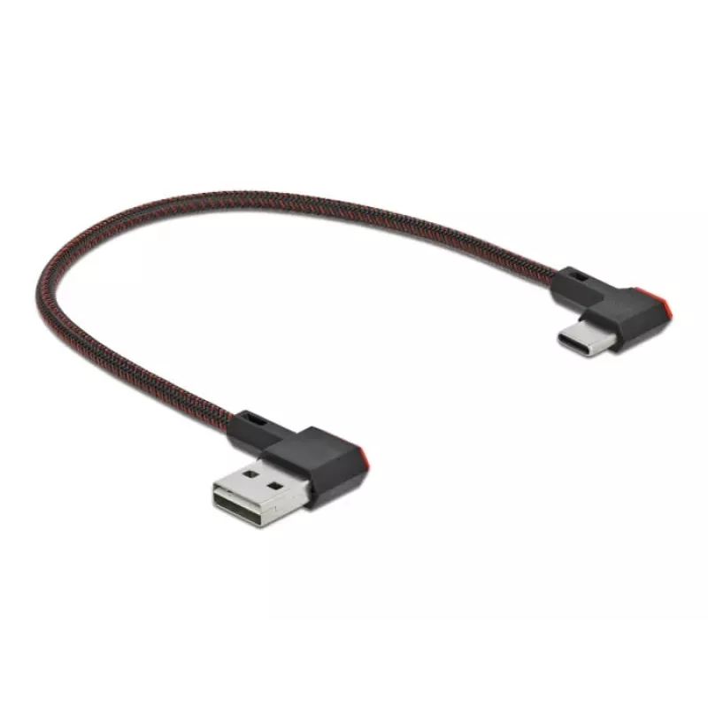 USB laidas DeLOCK EASY-USB 2.0 Type-A kištukas į Type-C kištuką kampuotas 0,2 m juodas