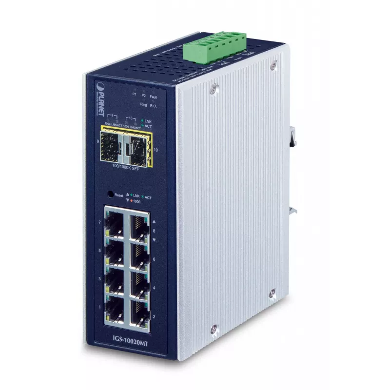 PLANET IGS-10020MT tinklo jungiklis Valdomas L2+ Gigabit Ethernet (10/100/1000) Juodas