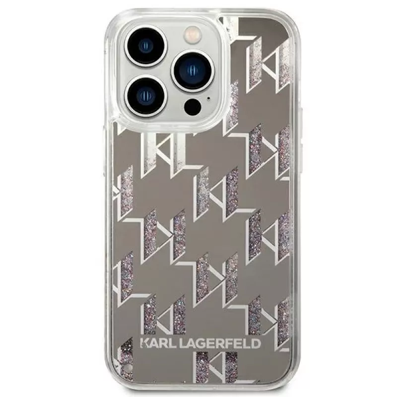 Karl Lagerfeld KLHCP14XLMNMS iPhone 14 Pro Max 6.7 kietas dėklas sidabrinis / sidabrinis Liquid Glitter Monogram