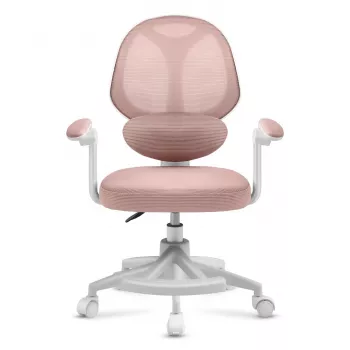 Vaikiška sukamoji kėdė mark adler Junior 4.5 Pink — tinklinis atlošas, putplasčio sėdynė, reguliuojamas aukštis 40–50 cm, porankiai, juosmens atrama, ratukai (atidaryta pakuotė)