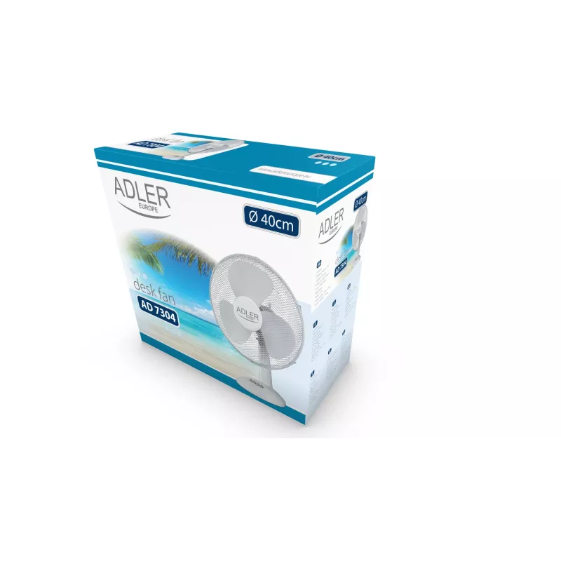 Adler | AD 7304 | Stalinis ventiliatorius | Baltas | Skersmuo 40 cm | Greičių skaičius 3 | Sukiojimas | 45 W | Ne