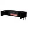 TV spintelė Cama Meble LUCCA 180x40x59 cm, juodas viršus ir rėmas, medžio drožlių plokštė, su juodu židiniu
