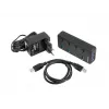 USB šakotuvas NATEC MANTIS USB 2.0 Type-B — 4x USB 3.2 Gen 1 Type-A prievadai, juodas, 0.8 m laidas, kintamosios srovės adapteris, maitinimo jungiklis