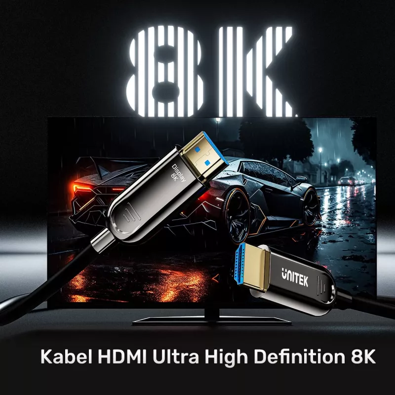 HDMI kabelis UNITEK C11085GY01-10M 10m 2.1 48 Gbit/s Juodas