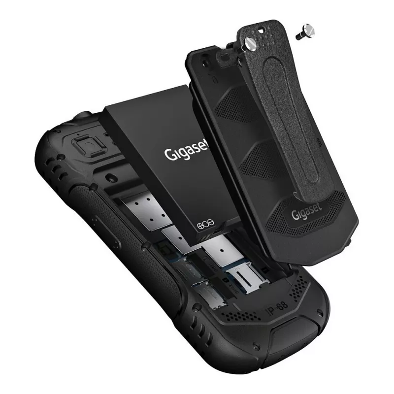 GIGASET GLX 8 ACTIVE juoda 6,1 cm 2,4 colio ekranas Push-to-talk funkcija 2500 mAh baterija IP68 2 MP kamera Dual-SIM Bluetooth