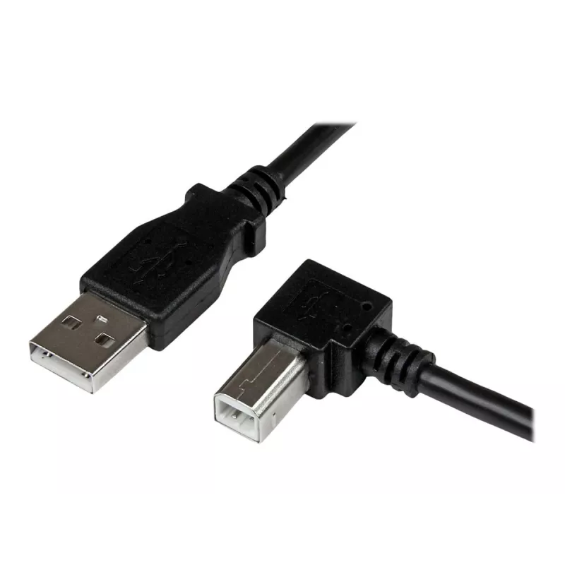 StarTech.com 2m USB 2.0 A į stačiu kampu dešinį B kabelį - M/M, 2 m, USB A, USB B, USB 2.0, 0.48 Gbit/s, juodas