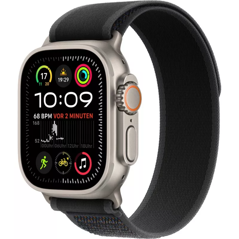 Juosta Apple 49 mm juoda Trail Loop M/L natūralaus titano apdaila