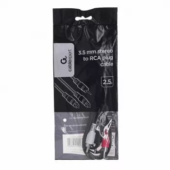 Gembird 2,5 m, 3,5 mm / 2x RCA, M/M garso laidas juodos, raudonos, baltos spalvos
