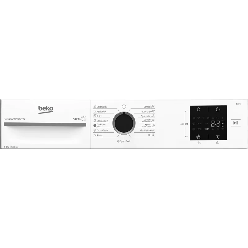 BEKO skalbimo mašina BM1WFSU36233WB, 6 kg, energijos klasė B, 44,6 cm, 1200 aps./min., inverterinis variklis, Steam Cure