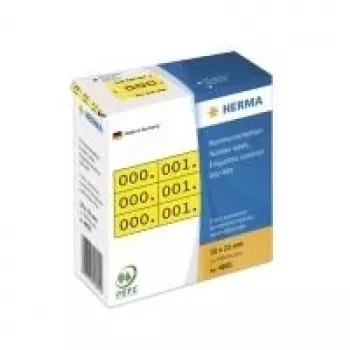 Skaičių etiketės HERMA trigubi numeriai lipnios 10x22 mm geltona/juoda