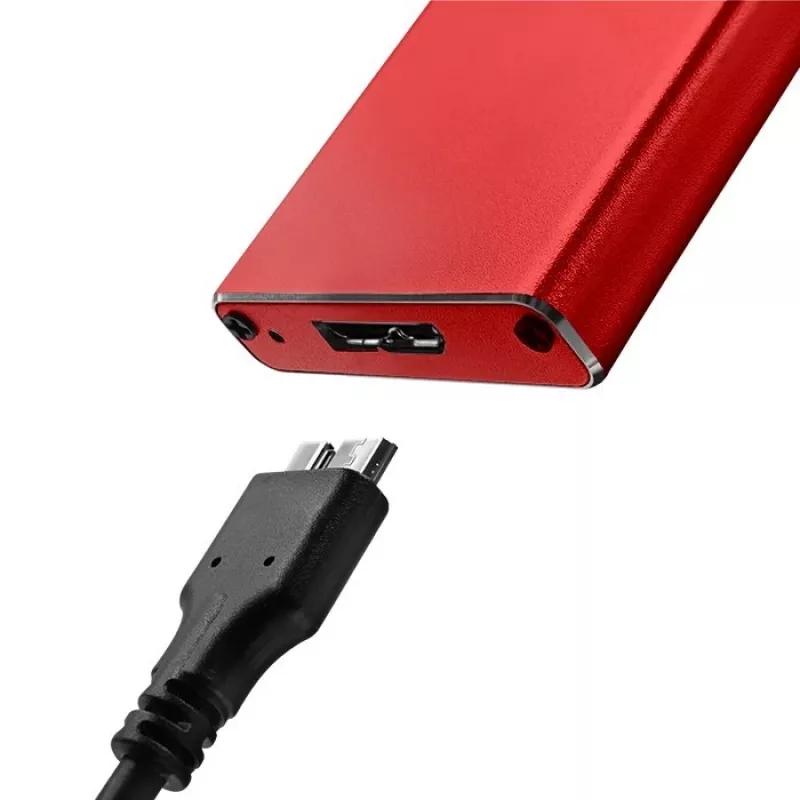 SSD dėklas QOLTEC 51831 USB 3.0 M.2 SATA diskams iki 2TB, raudonas, palaiko 30 mm ilgį, iki 4 diskų