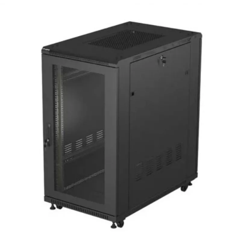 19 colių stovo spinta LANBERG FF01-6022-23B, 22U, 600×1000 mm, juoda, perforuotos durys