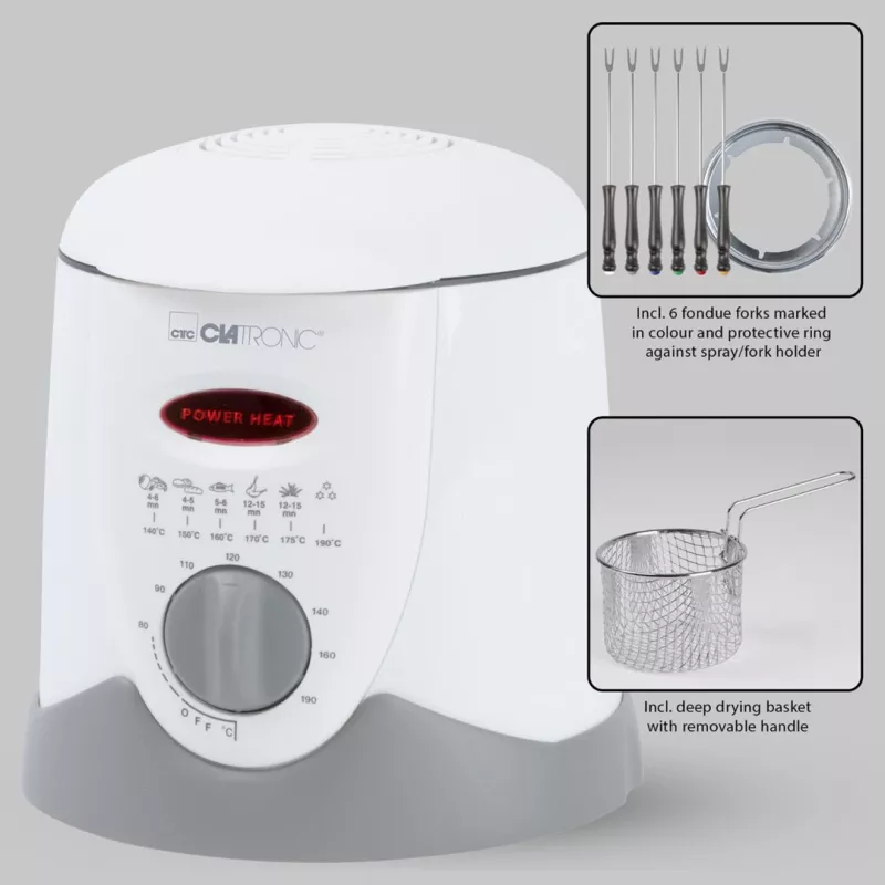 Clatronic FFR 2916 Single 1 L Stand-alone 900 W Deep fryer Pilka, White