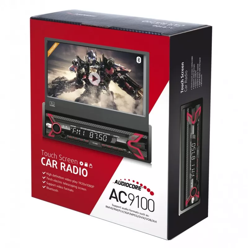 Audiocore AC9100 radijas Automobilinis Skaitmeninis Juoda, Raudona