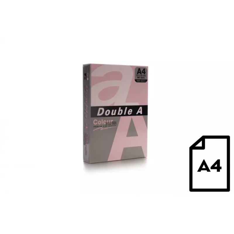 Spalvotas popierius Double A, 80 g, A4, 500 lapų, rožinis