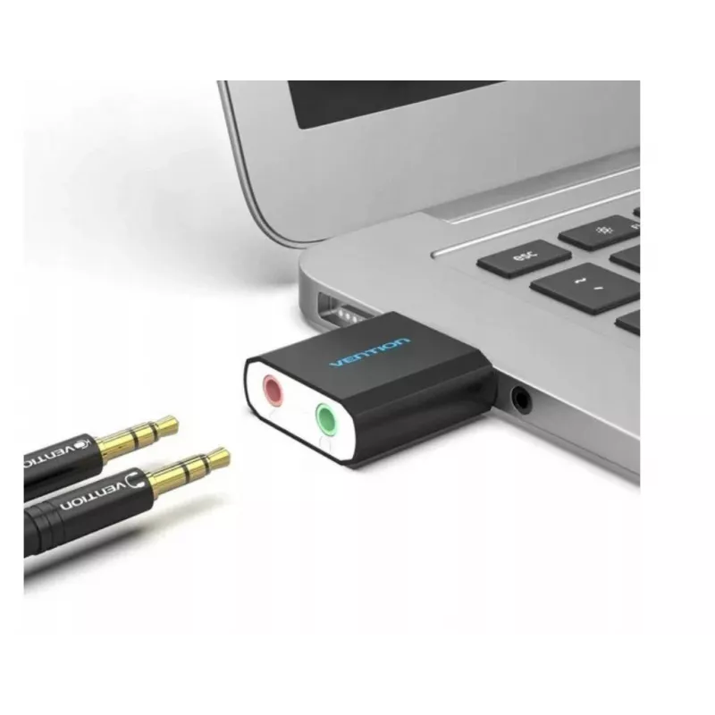 Vention USB išorinė garso plokštė, juoda, metalinė