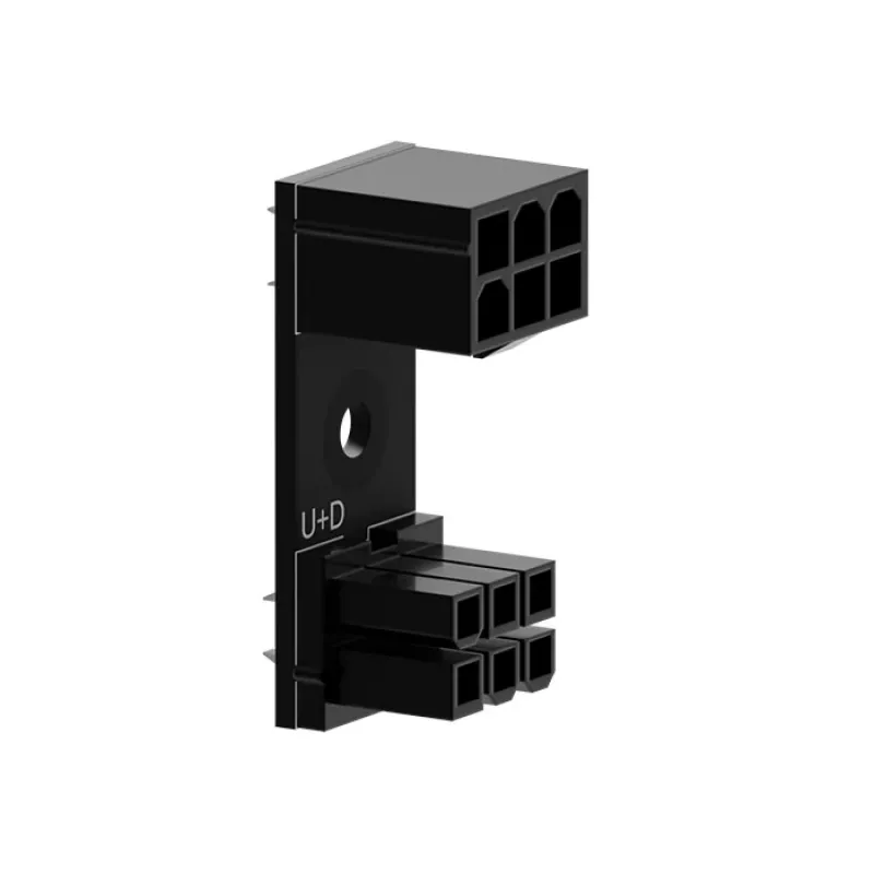 6‑Pin PCIe 180° adapteris U+D, skirtas GPU/PCIe maitinimo kabeliams (SC-A-PCIE6-UD)