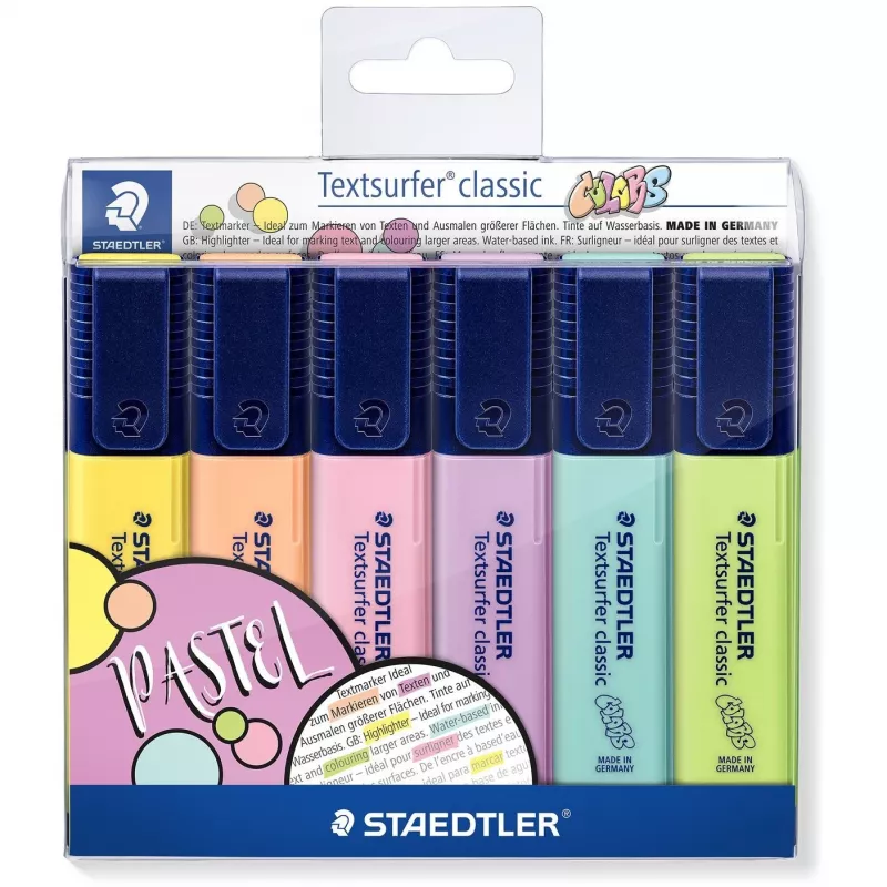 Žymeklių rinkinys Staedtler 364 C 6 vnt. Kaltinis antgalis Laimo Mėtų Persikų Rožinė Violetinė Geltona