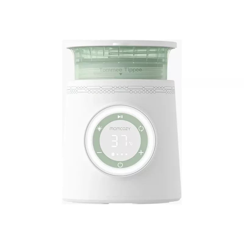 Buteliukų šildytuvas Momcozy MW003-WH12BA-A — baterija 80 W, jutiklinis valdymas, žalias/skaidrus/baltas
