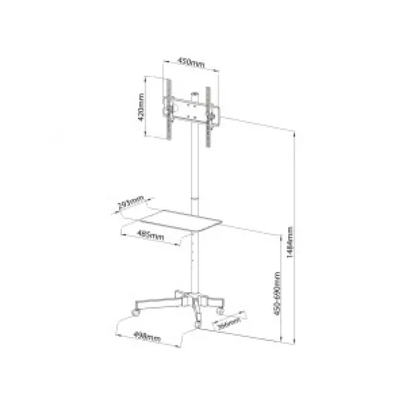 TV staliukas / vežimėlis ant ratukų + rankena 23-55 25 kg S-09