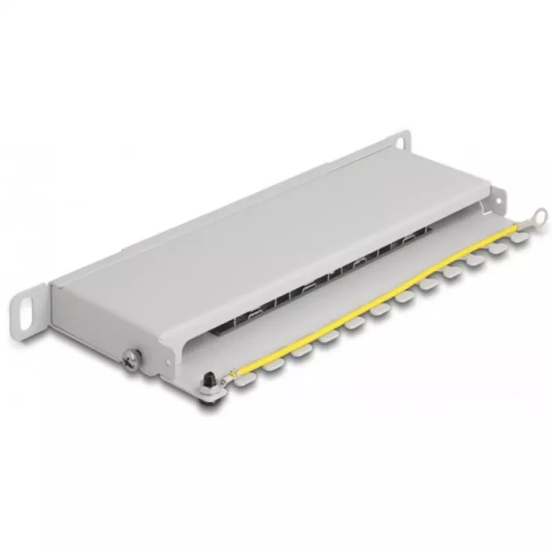 DeLOCK 10 colių pataisymo skydelis 8 prievadų Cat.6A 0,5U pilkas metalinis