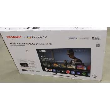 IŠPARDAVIMAS. Sharp 50HP6265E 50 colių (126cm) QLED 4K Ultra HD Google TV, Dolby Vision, Dolby Atmos, centrinis stovas | Sharp 50HP6265E | 50 | Smart TV | Google TV | UHD | Juodas | PAŽEISTA PAKUOTĖ