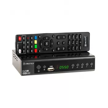 Skaitmeninės TV imtuvas Cabletech URZ0336C DVB-T/T2 H.265 anteninis tiuneris, 470–862 MHz, 1 tiuneris, HDMI, USB, SCART