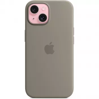 Silikoninis dėklas su „MagSafe“, skirtas „iPhone 15“ – molio spalvos