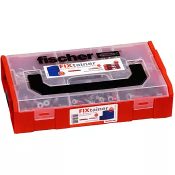 FixTainer - DUOPOWER & DUOSEAL + varžtai, sienų kaištis šviesiai pilkas/raudonas, 275 vnt.